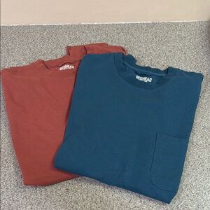 RedHead Men's Teal and Rust Long Sleeve Front Pocket T-Shirts Set